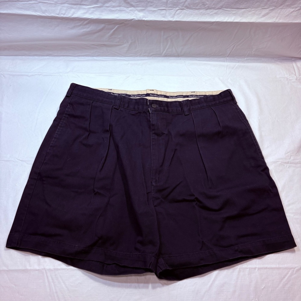 Polo Ralph Lauren Mens Navy Blue Pleated Chino Shorts 100% Cotton Twill Size 37